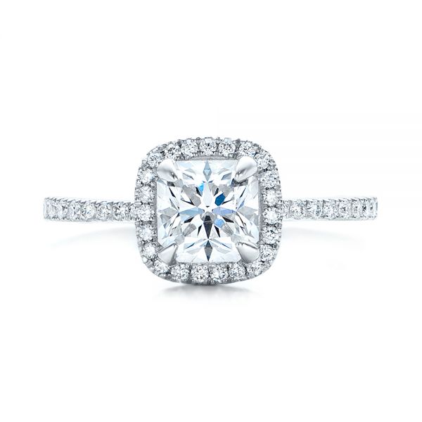 Platinum Custom Diamond Halo Engagement Ring - Top View - 101224