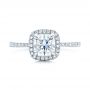 18k White Gold 18k White Gold Custom Diamond Halo Engagement Ring - Top View -  101224 - Thumbnail