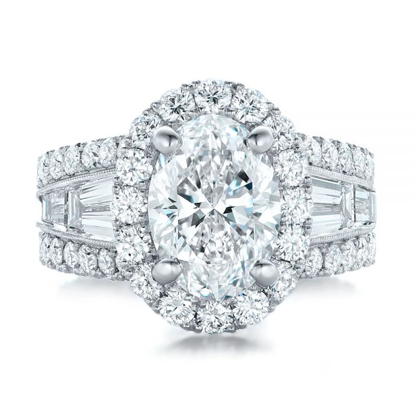 18k White Gold 18k White Gold Custom Diamond Halo Engagement Ring - Top View -  102156