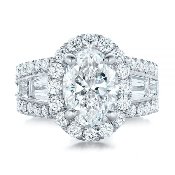 Platinum Custom Diamond Halo Engagement Ring - Top View - 102156