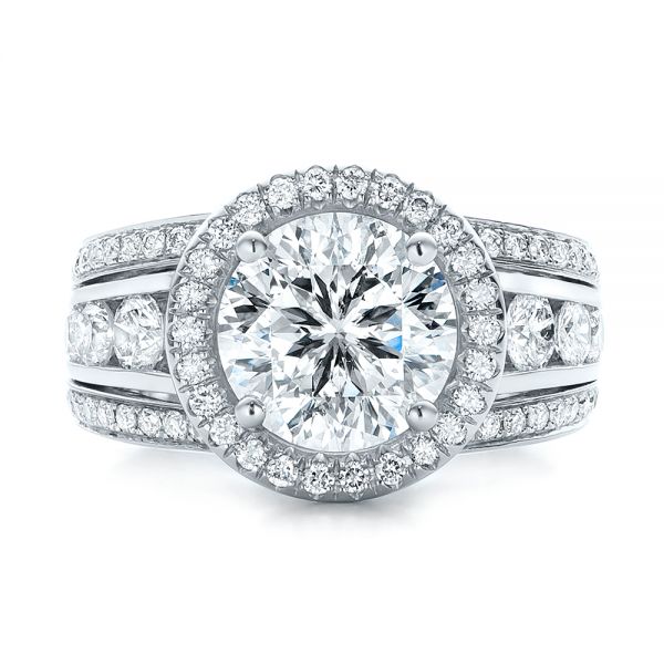 18k White Gold 18k White Gold Custom Diamond Halo Engagement Ring - Top View -  102158