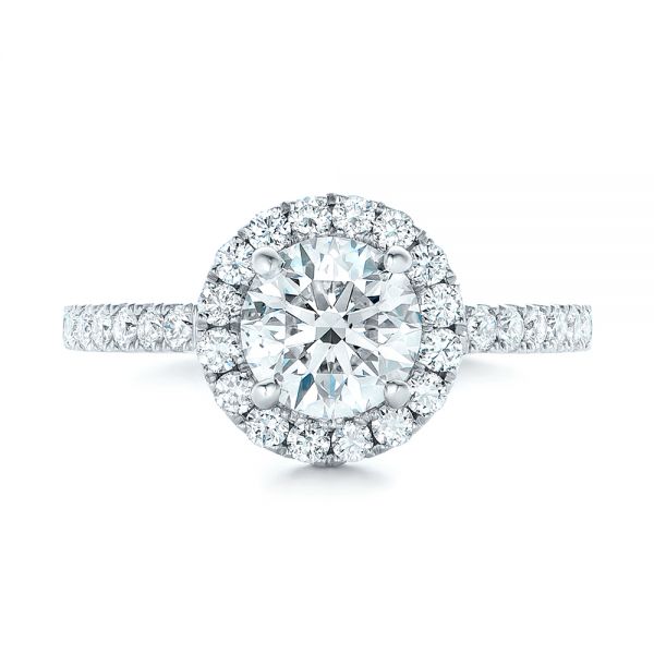 18k White Gold 18k White Gold Custom Diamond Halo Engagement Ring - Top View -  102260