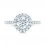 14k White Gold Custom Diamond Halo Engagement Ring - Top View -  102260 - Thumbnail