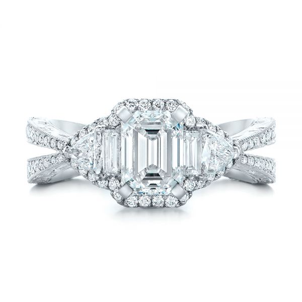  Platinum Custom Diamond Halo Engagement Ring - Top View -  102263