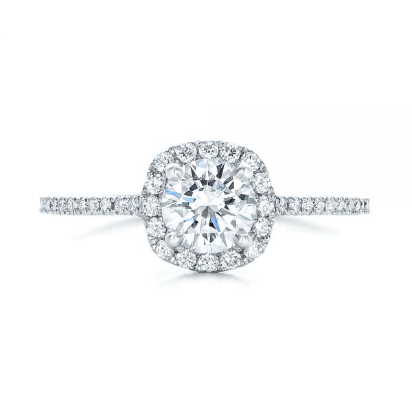 18k White Gold Custom Diamond Halo Engagement Ring - Top View -  102317
