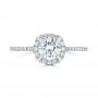 18k White Gold Custom Diamond Halo Engagement Ring - Top View -  102317 - Thumbnail