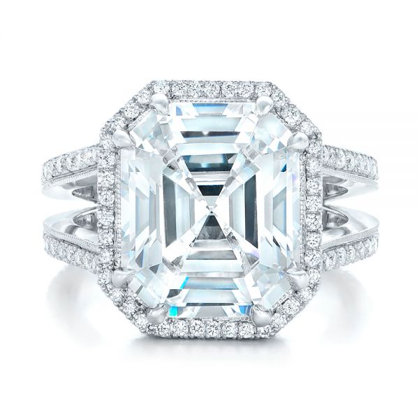 Platinum Custom Diamond Halo Engagement Ring - Top View - 102368