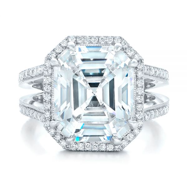  Platinum Custom Diamond Halo Engagement Ring - Top View -  102368