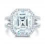 14k White Gold 14k White Gold Custom Diamond Halo Engagement Ring - Top View -  102368 - Thumbnail