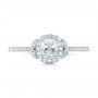 14k White Gold Custom Diamond Halo Engagement Ring - Top View -  102420 - Thumbnail