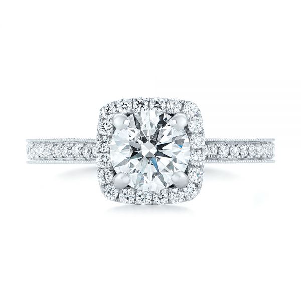  Platinum Platinum Custom Diamond Halo Engagement Ring - Top View -  102422