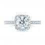 18k White Gold Custom Diamond Halo Engagement Ring - Top View -  102422 - Thumbnail