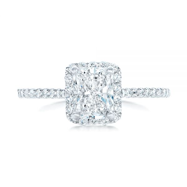 Platinum Custom Diamond Halo Engagement Ring - Top View - 102434