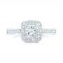 14k White Gold Custom Diamond Halo Engagement Ring - Top View -  102437 - Thumbnail