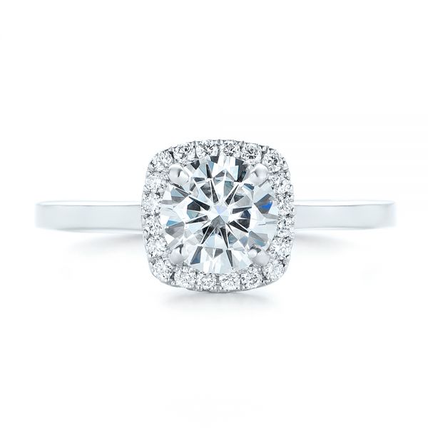 14k White Gold Custom Diamond Halo Engagement Ring - Top View -  102460