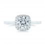 14k White Gold Custom Diamond Halo Engagement Ring - Top View -  102460 - Thumbnail