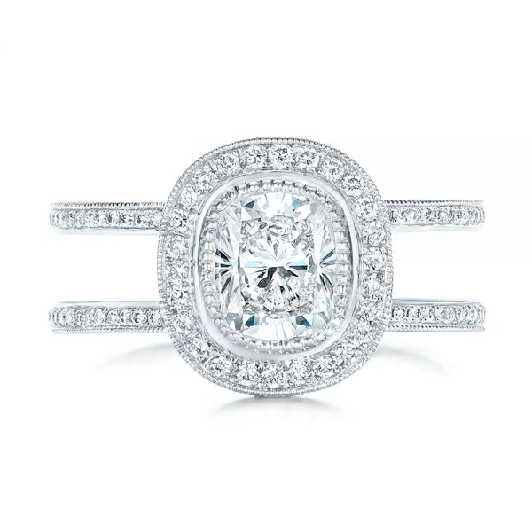 14k White Gold 14k White Gold Custom Diamond Halo Engagement Ring - Top View -  102542