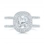 18k White Gold 18k White Gold Custom Diamond Halo Engagement Ring - Top View -  102542 - Thumbnail