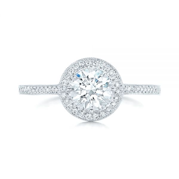  Platinum Platinum Custom Diamond Halo Engagement Ring - Top View -  102692