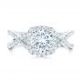 14k White Gold Custom Diamond Halo Engagement Ring - Top View -  102748 - Thumbnail