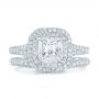 14k White Gold Custom Diamond Halo Engagement Ring - Top View -  102771 - Thumbnail