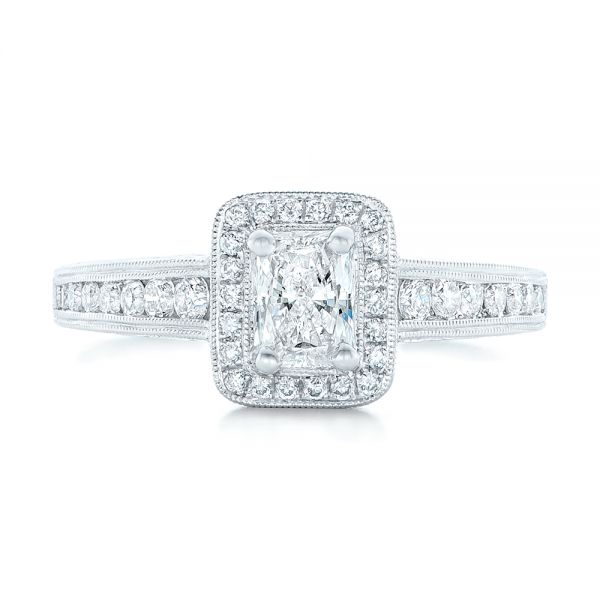  Platinum Custom Diamond Halo Engagement Ring - Top View -  102813