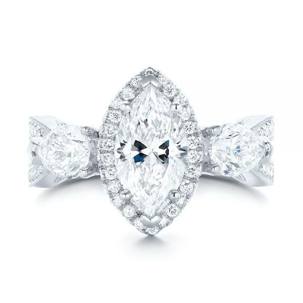  Platinum Custom Diamond Halo Engagement Ring - Top View -  102873