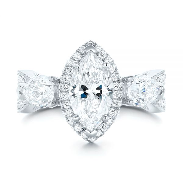 Platinum Custom Diamond Halo Engagement Ring - Top View - 102873