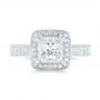 14k White Gold Custom Diamond Halo Engagement Ring - Top View -  102882 - Thumbnail
