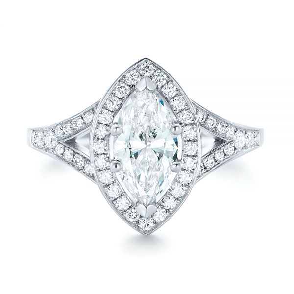  Platinum Platinum Custom Diamond Halo Engagement Ring - Top View -  102910