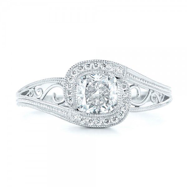  Platinum Platinum Custom Diamond Halo Engagement Ring - Top View -  102936