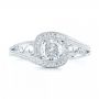14k White Gold Custom Diamond Halo Engagement Ring - Top View -  102936 - Thumbnail