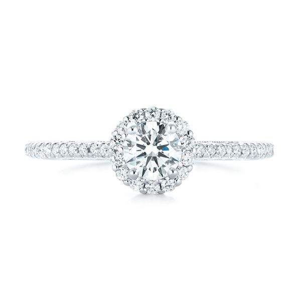 18k White Gold 18k White Gold Custom Diamond Halo Engagement Ring - Top View -  102990