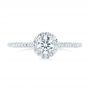 14k White Gold Custom Diamond Halo Engagement Ring - Top View -  102990 - Thumbnail