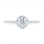 14k White Gold Custom Diamond Halo Engagement Ring - Top View -  102990 - Thumbnail