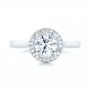 14k White Gold Custom Diamond Halo Engagement Ring - Top View -  103002 - Thumbnail