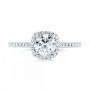 14k White Gold Custom Diamond Halo Engagement Ring - Top View -  103037 - Thumbnail