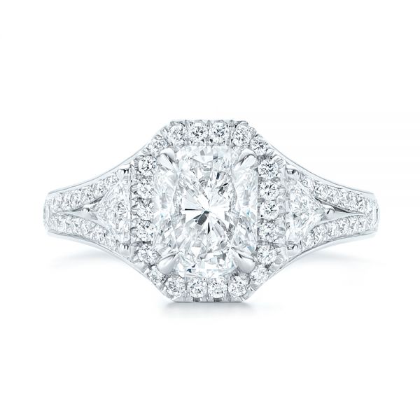  Platinum Custom Diamond Halo Engagement Ring - Top View -  103157