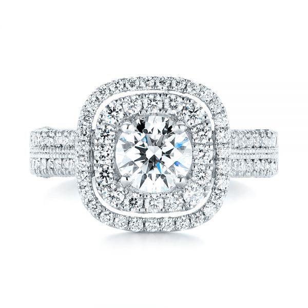 Platinum Custom Diamond Halo Engagement Ring - Top View - 103223
