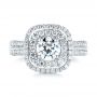 18k White Gold 18k White Gold Custom Diamond Halo Engagement Ring - Top View -  103223 - Thumbnail