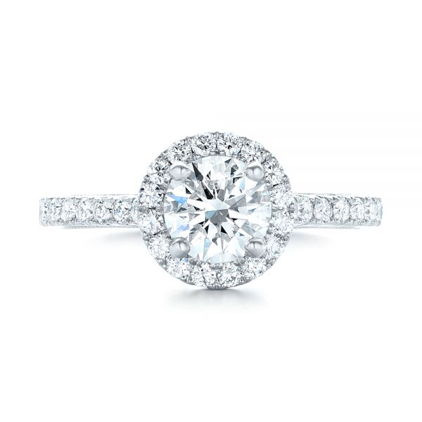 14k White Gold 14k White Gold Custom Diamond Halo Engagement Ring - Top View -  103268