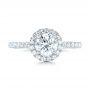 14k White Gold 14k White Gold Custom Diamond Halo Engagement Ring - Top View -  103268 - Thumbnail