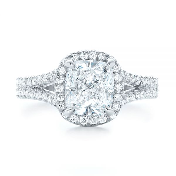  Platinum Custom Diamond Halo Engagement Ring - Top View -  103353