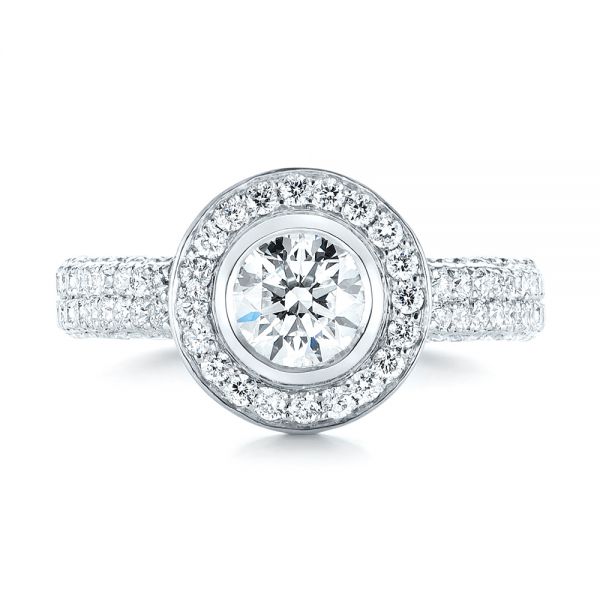  Platinum Custom Diamond Halo Engagement Ring - Top View -  103394