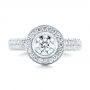  Platinum Custom Diamond Halo Engagement Ring - Top View -  103394 - Thumbnail