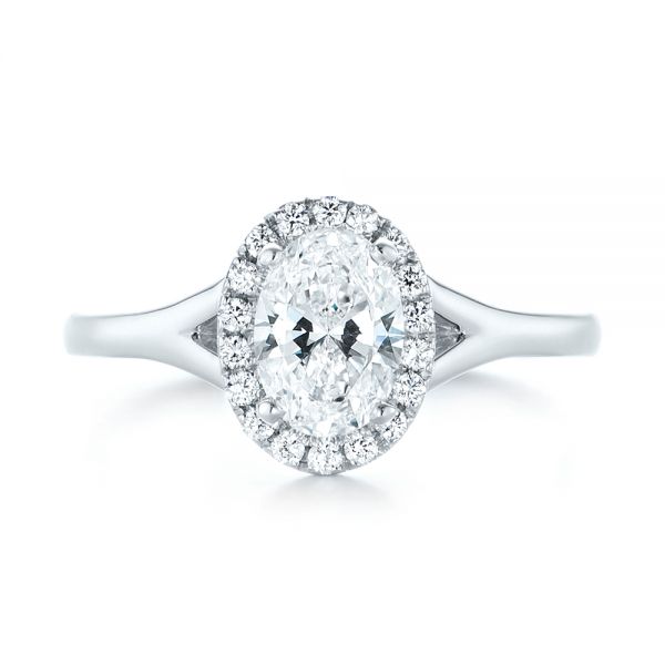 18k White Gold 18k White Gold Custom Diamond Halo Engagement Ring - Top View -  103413