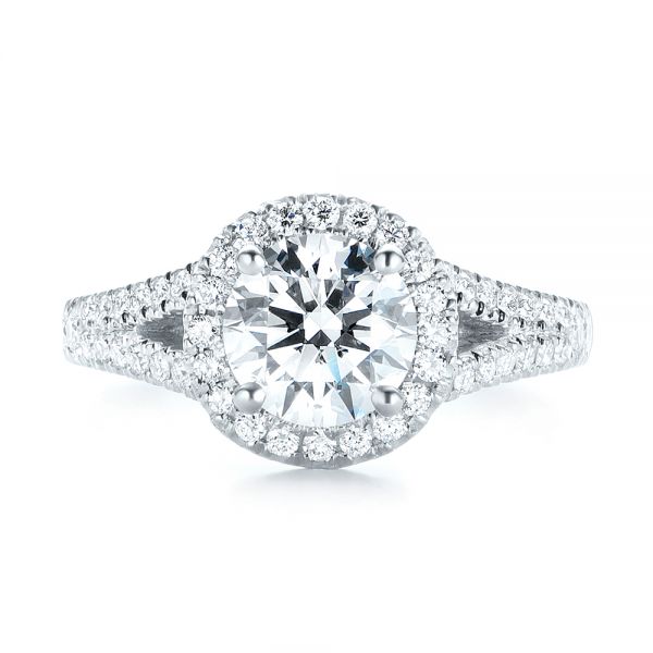  Platinum Platinum Custom Diamond Halo Engagement Ring - Top View -  103427