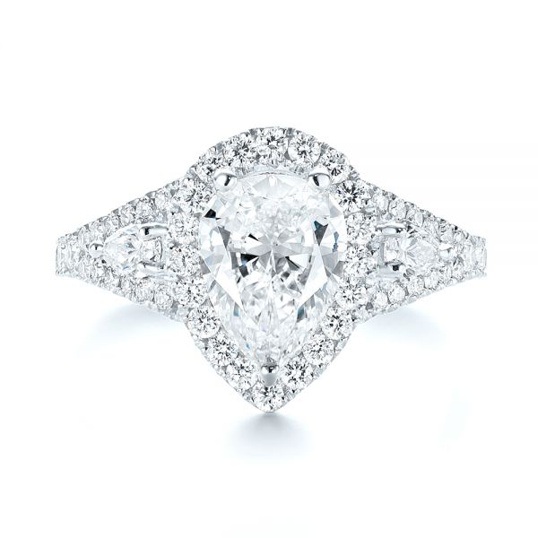 14k White Gold 14k White Gold Custom Diamond Halo Engagement Ring - Top View -  103632