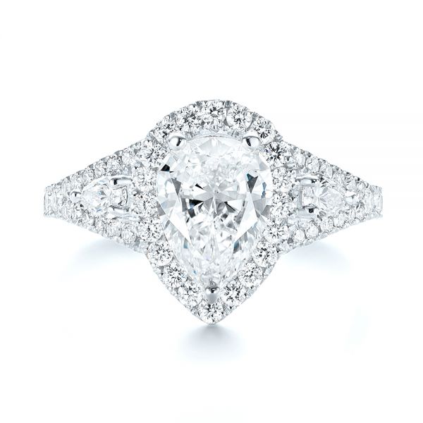 18k White Gold 18k White Gold Custom Diamond Halo Engagement Ring - Top View - 103632