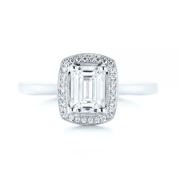 14k White Gold 14k White Gold Custom Diamond Halo Engagement Ring - Top View -  103914